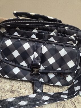 LUG Black & White Check Crossbody Bag Sidecar Like New!